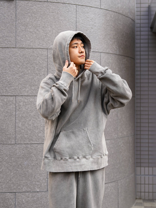 PIGMENT DYED SIDE LIB SWEAT PARKA / Gray
