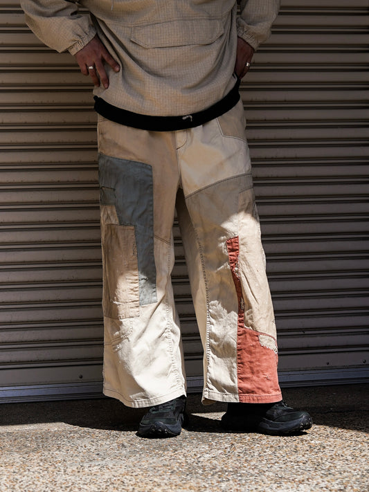 REMAKED MIX PANEL WIDE EASY PANTS / Beige