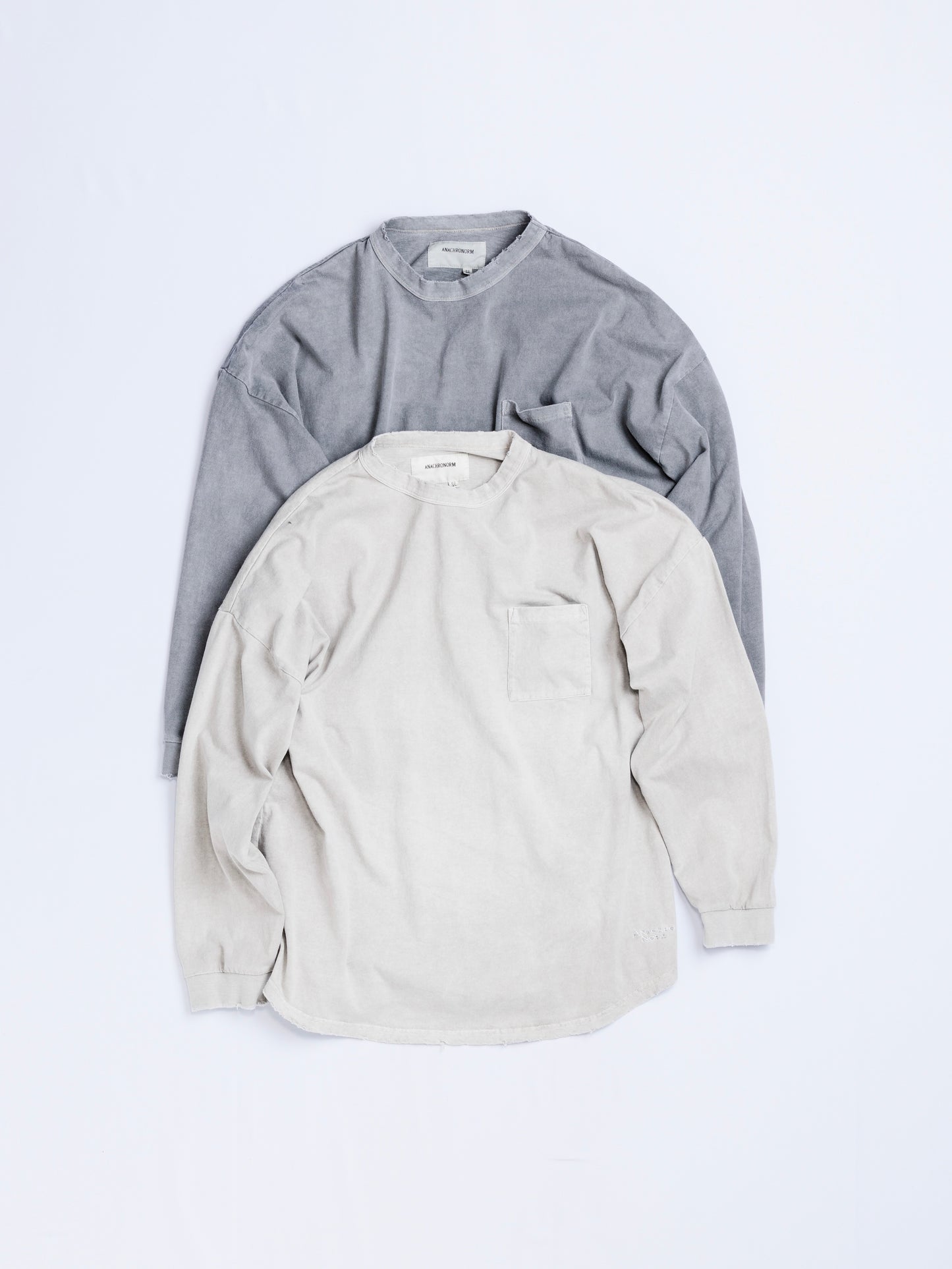 PIGMENT DYED POCKET L/S T-S / Gray