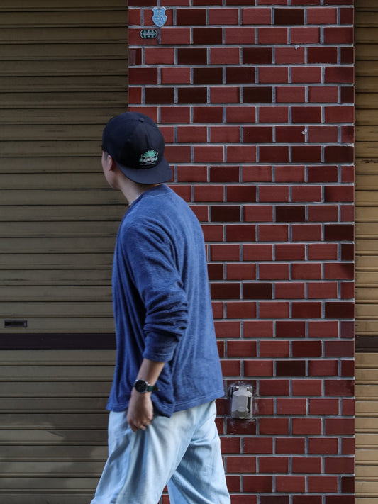 リネンパイルカーディガン / ネイビーブルー