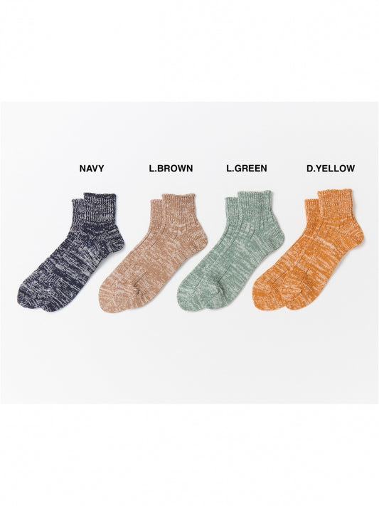 LOW GAUGE RIBBED MARL ANKLE SOCKS / 4colors