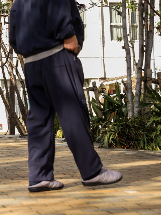 FLEECE WIDE TAPERED EASY PANTS / Navy