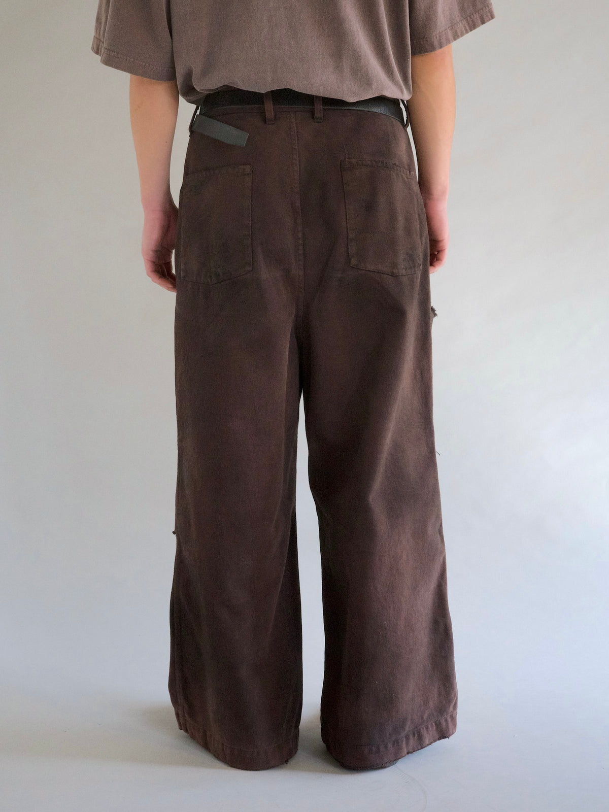 KERSEY TUCK WIDE PANTS / Brown