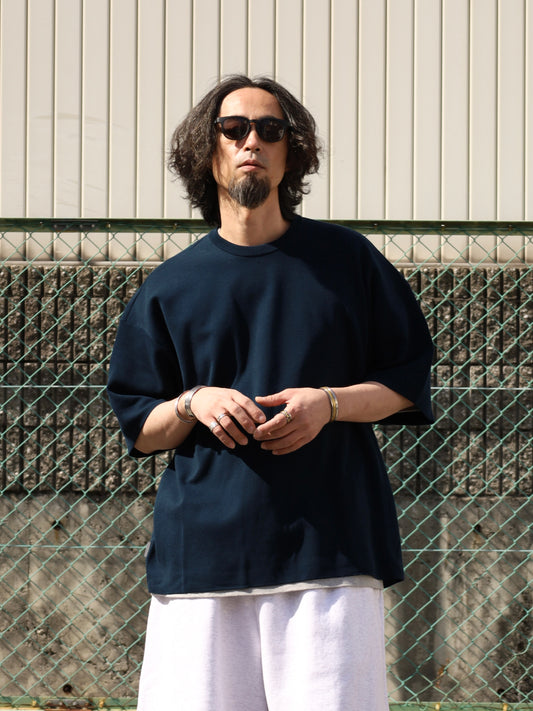 SUPER BIG SS COTTON KNIT TEE / Navy