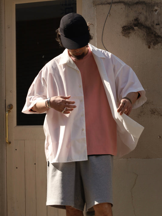 P/C OPEN COLLAR SS SHIRT / White