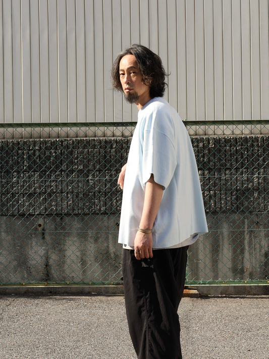 SUPER BIG SS COTTON KNIT TEE / Aqua Blue