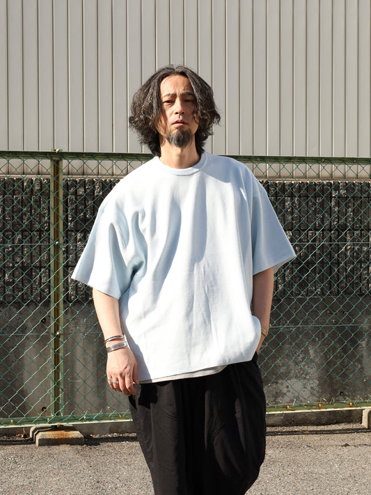 SUPER BIG SS COTTON KNIT TEE / Aqua Blue