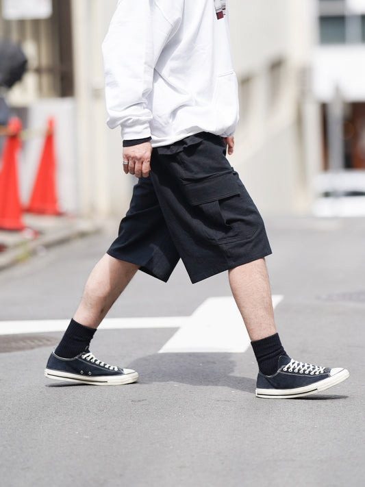 LINEN CARGO 3/4 / Black