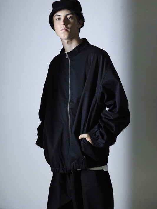 ORGANIC COTTON TWILL TRACK JACKET / Black