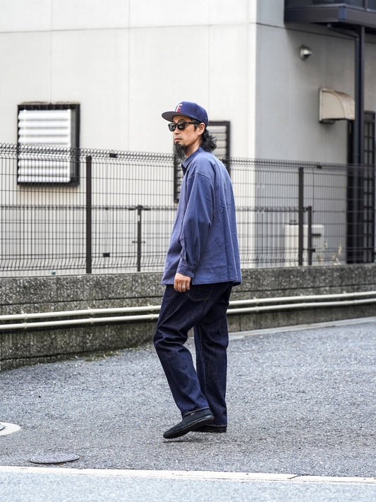 "fulton × organicsta" ORGANIC COTTON FLANEL SHIRT JACKET / Dusty Blue