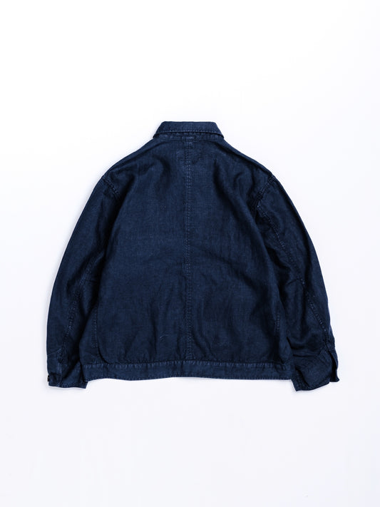 SULFUR DYED LINEN UTILITY JACKET / Navy