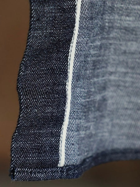 6オンス セルヴィッチ 白耳デニム 釦ダウン ボクシーAライン 長袖シャツ / DK Indigo