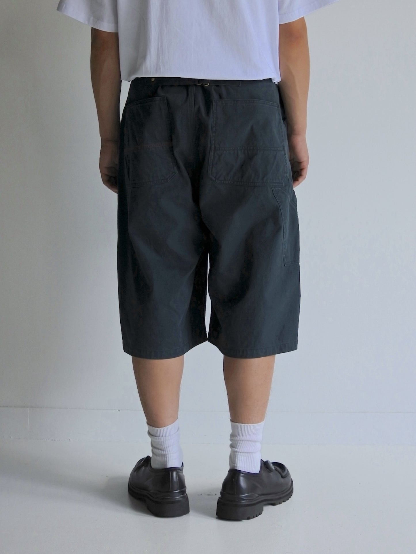 DOUBLE KNEE PAINTER SHORT PANTS / Black