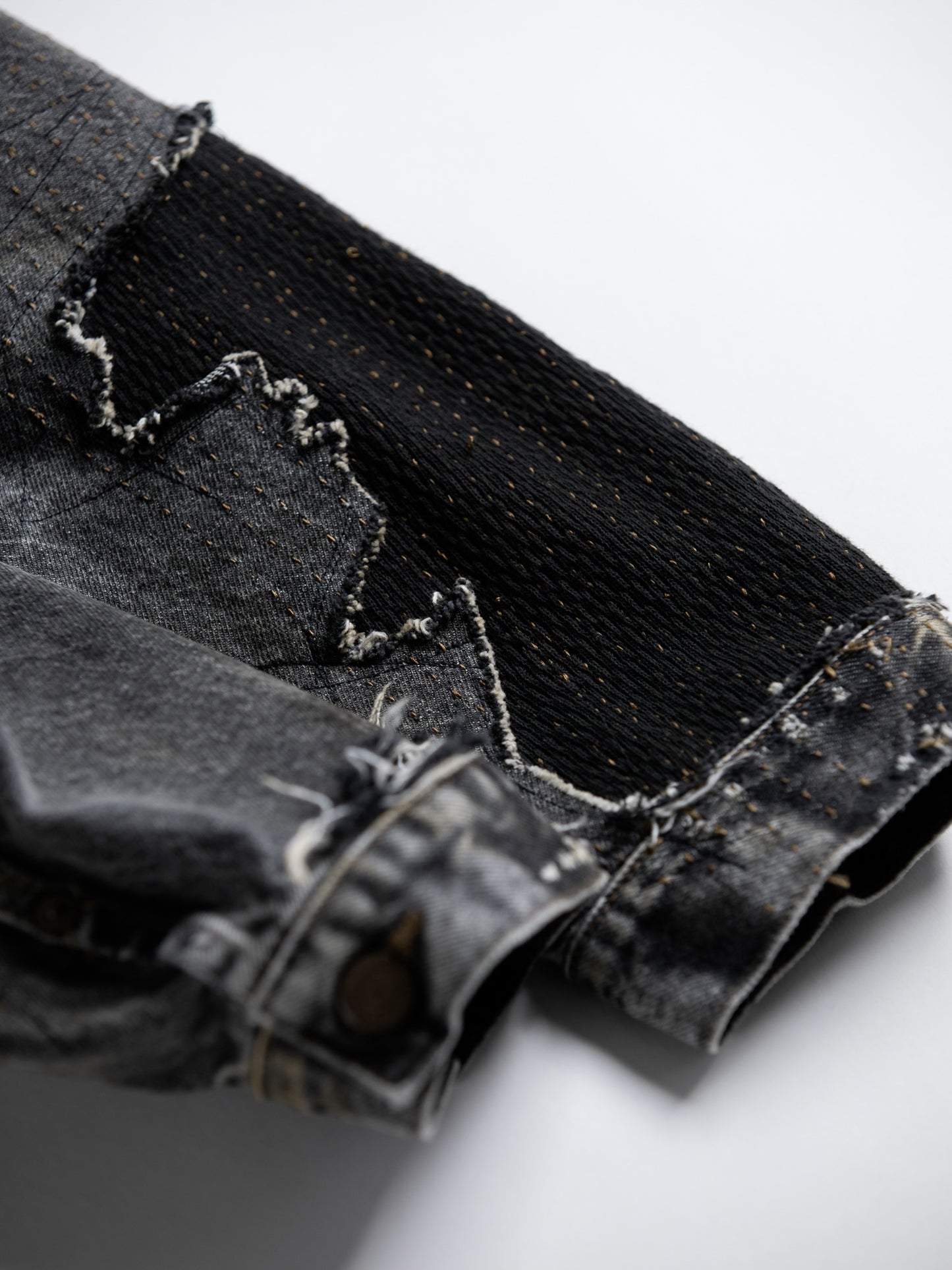 FRONT TUCK REMAKED BLACK DENIM JACKET / Black(remake)