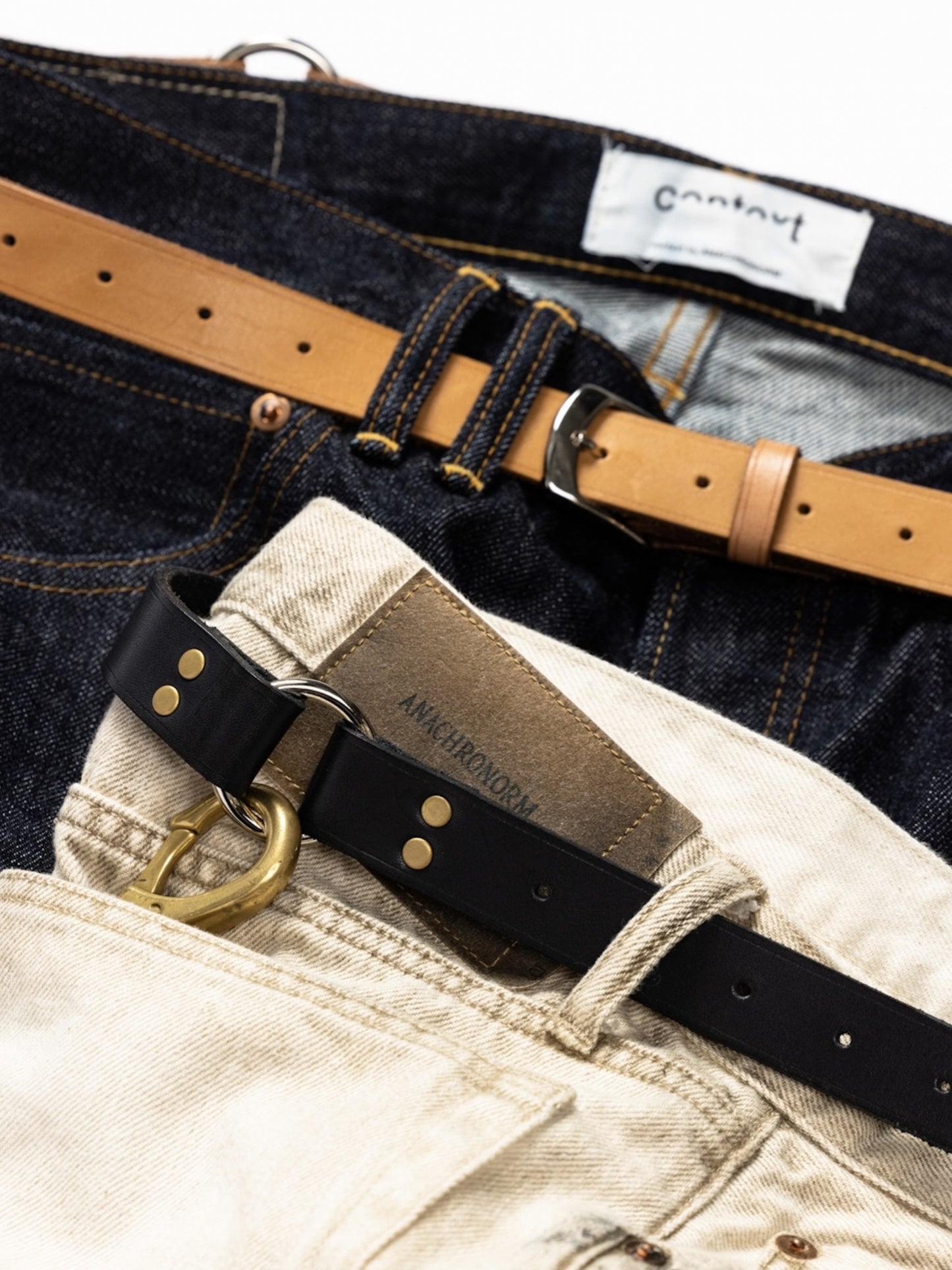 PINBUCKLE RING LEATHER BELT / Black