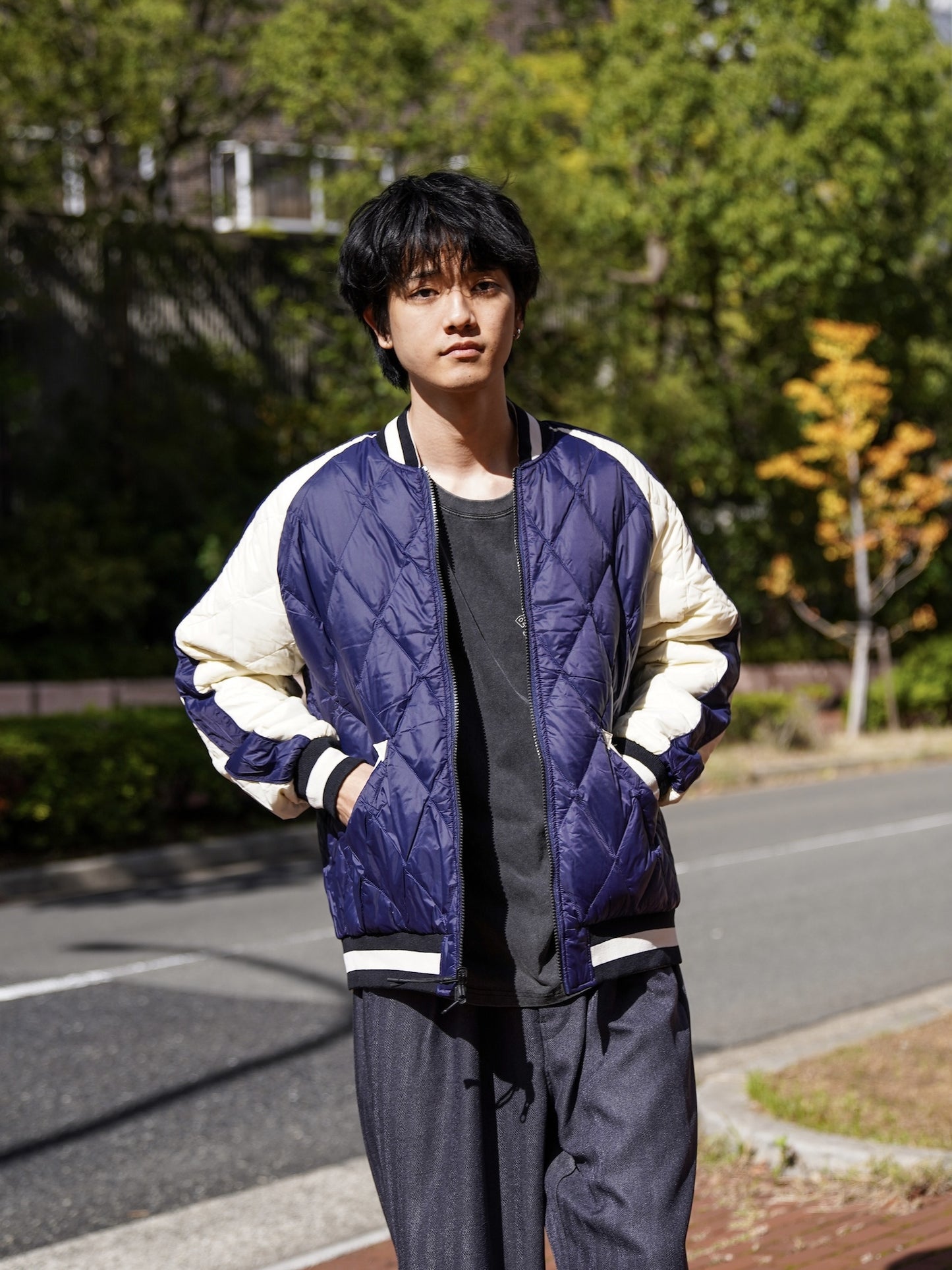 REVERSIBLE "SKAJAN" DOWN JACKET / BK/Navy
