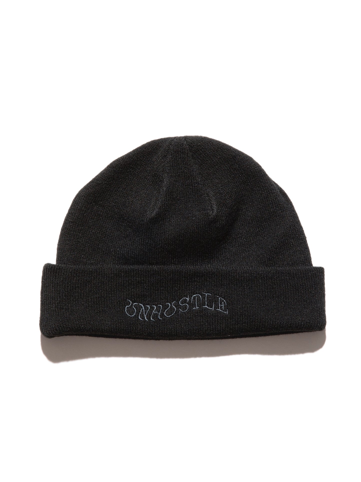 "UNHUSTLE" HIGH GAUGE KNIT CAP / Black