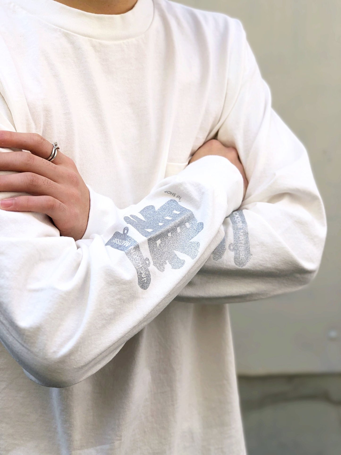 JM19SS1S03 / THE 1ST SHOP × JM LONG SLEEVE POCKET TEE / WHITE