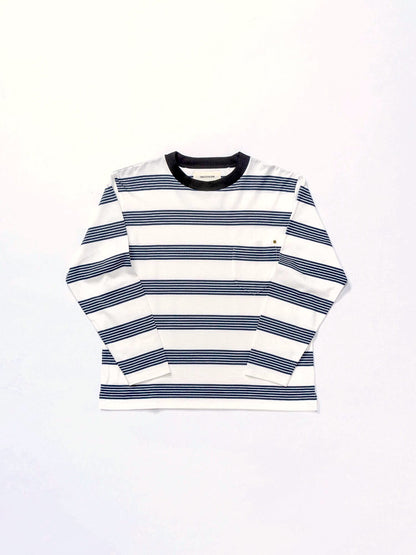 AN021 / BORDER CREW NECK L/S T-S / NV×BLK