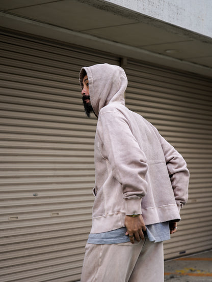 PIGMENT DYED SIDE LIB SWEAT PARKA / Beige