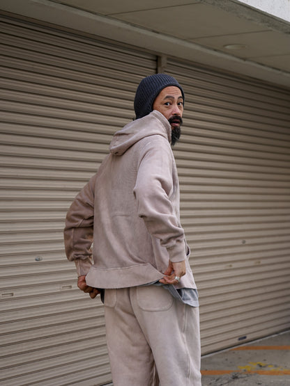 PIGMENT DYED SIDE LIB SWEAT PARKA / Beige