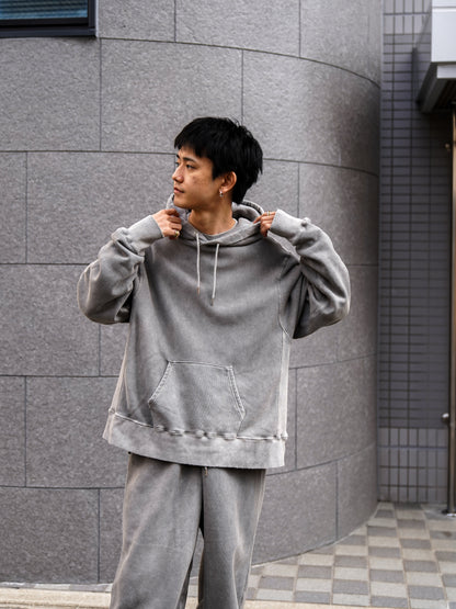 PIGMENT DYED SIDE LIB SWEAT PARKA / Gray