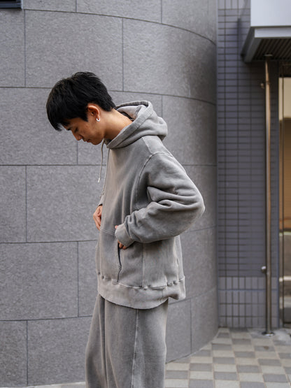 PIGMENT DYED SIDE LIB SWEAT PARKA / Gray