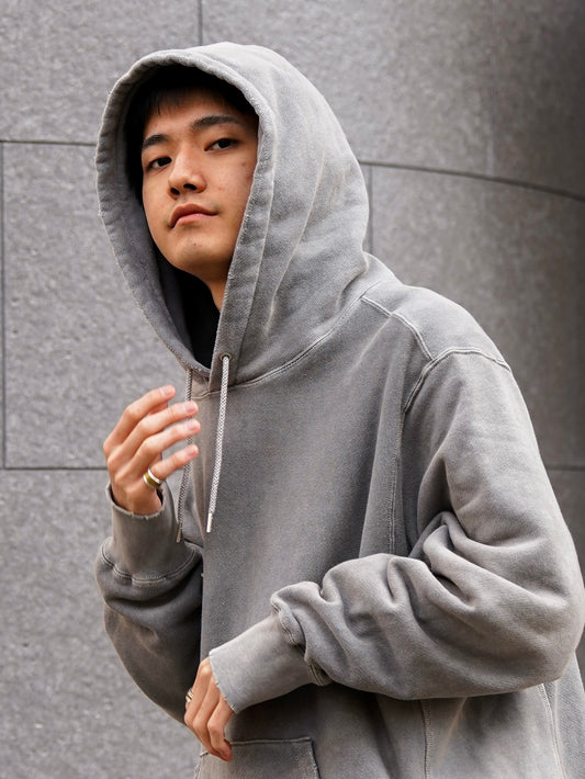 PIGMENT DYED SIDE LIB SWEAT PARKA / Gray