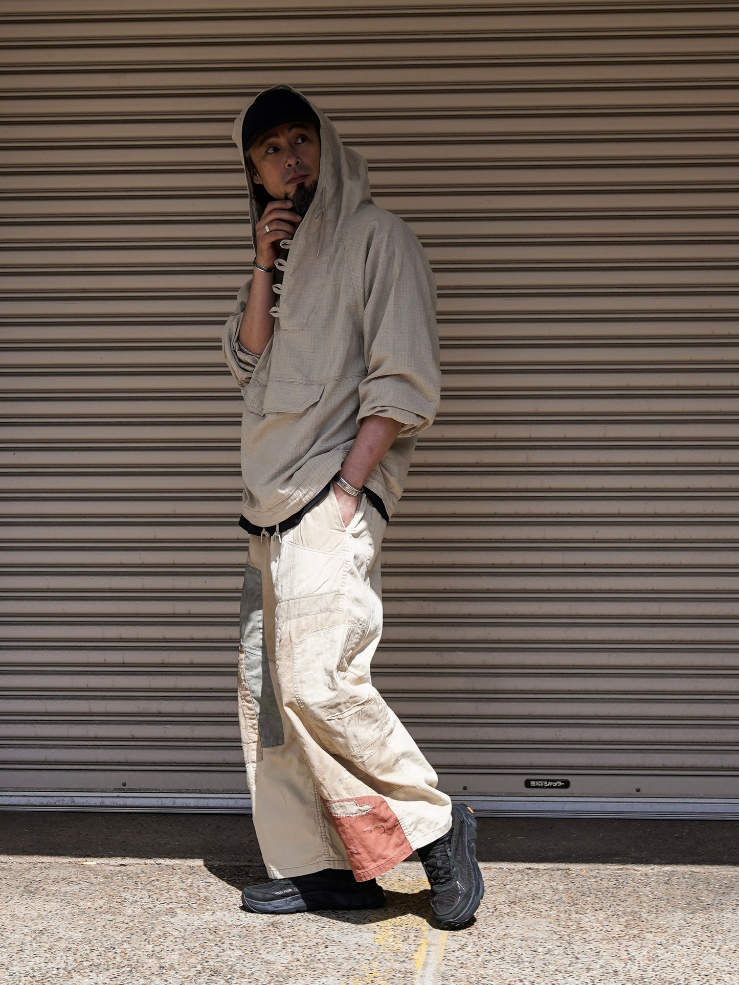 REMAKED MIX PANEL WIDE EASY PANTS / Beige
