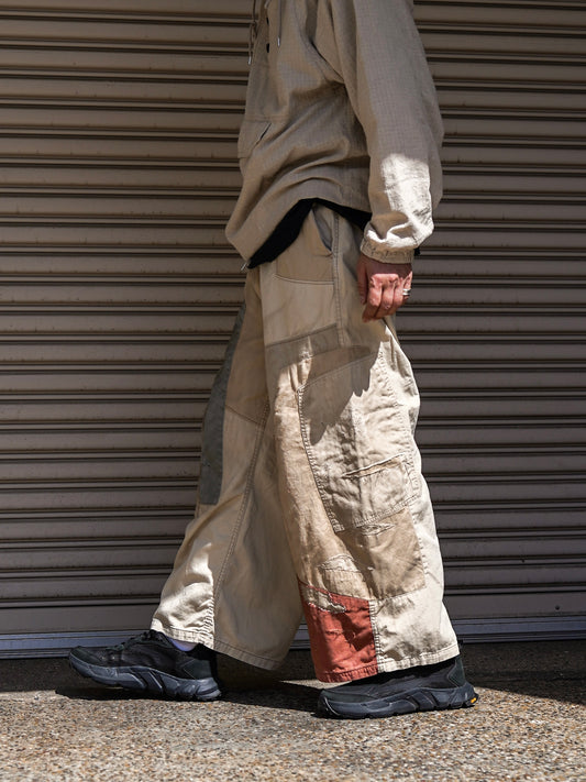 REMAKED MIX PANEL WIDE EASY PANTS / Beige