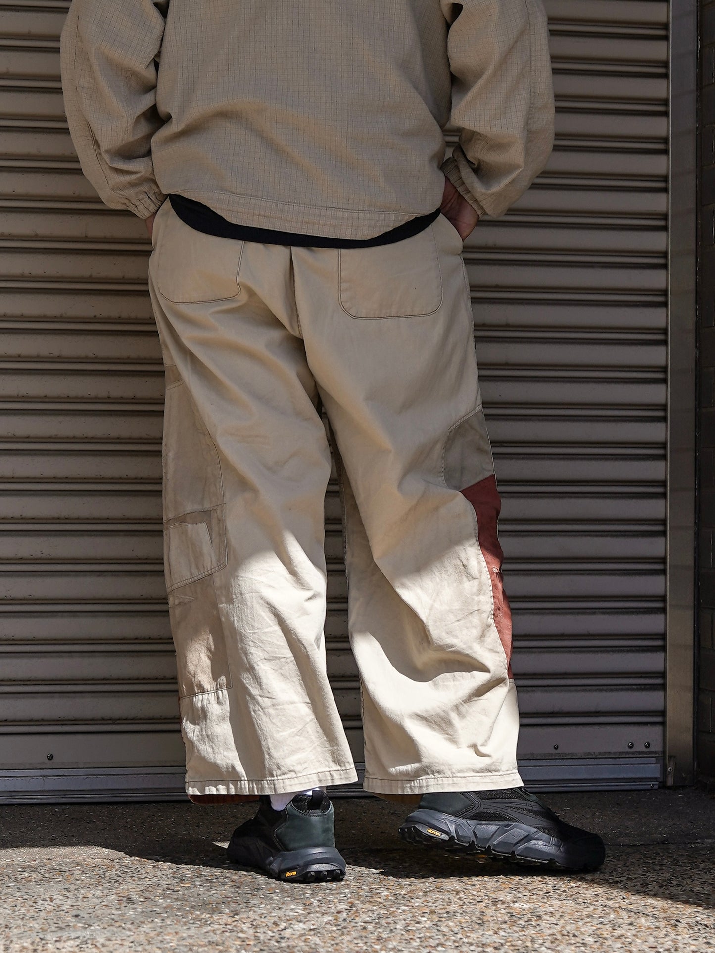 REMAKED MIX PANEL WIDE EASY PANTS / Beige