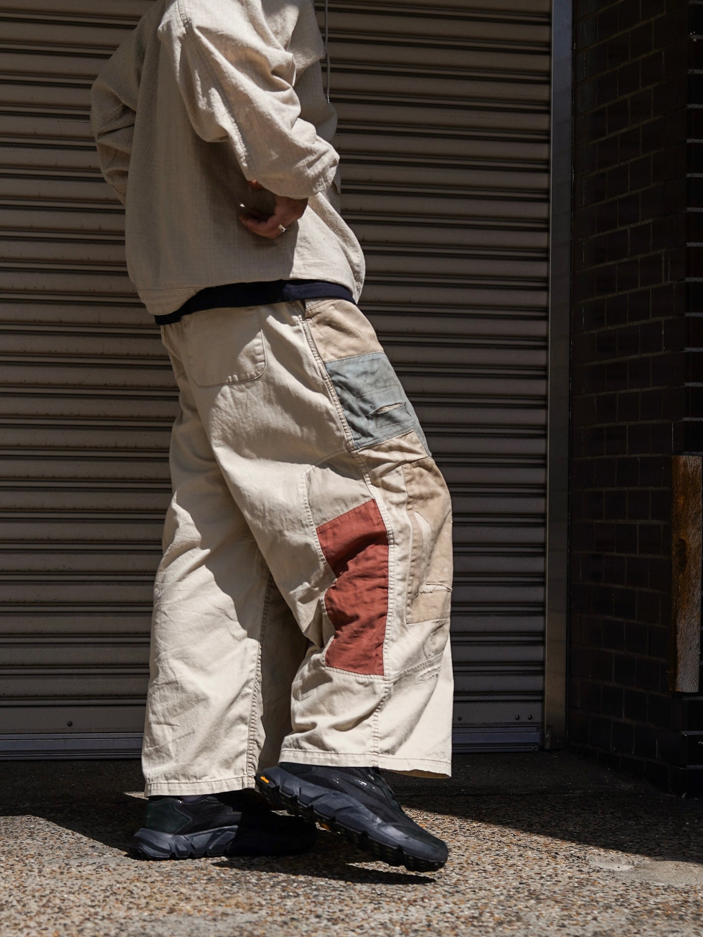 REMAKED MIX PANEL WIDE EASY PANTS / Beige