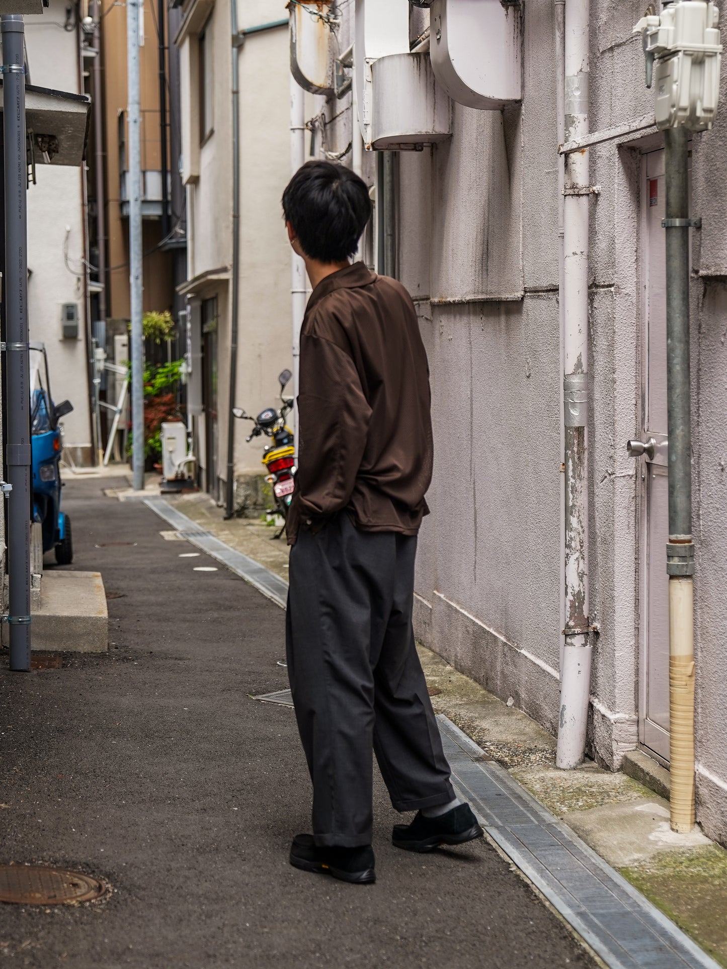 MESH SKIPPER SHIRTS / Brown