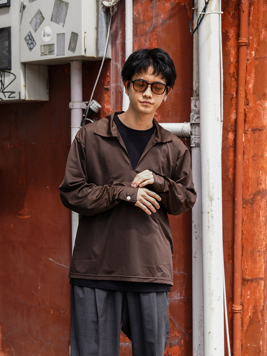 MESH SKIPPER SHIRTS / Brown