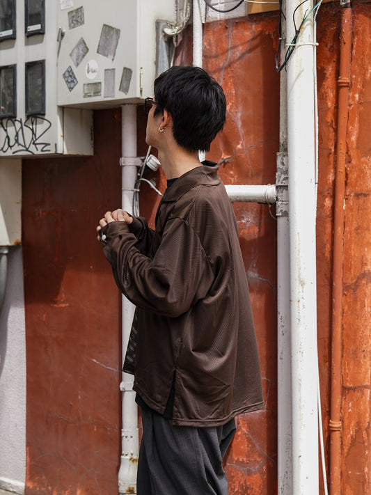 MESH SKIPPER SHIRTS / Brown