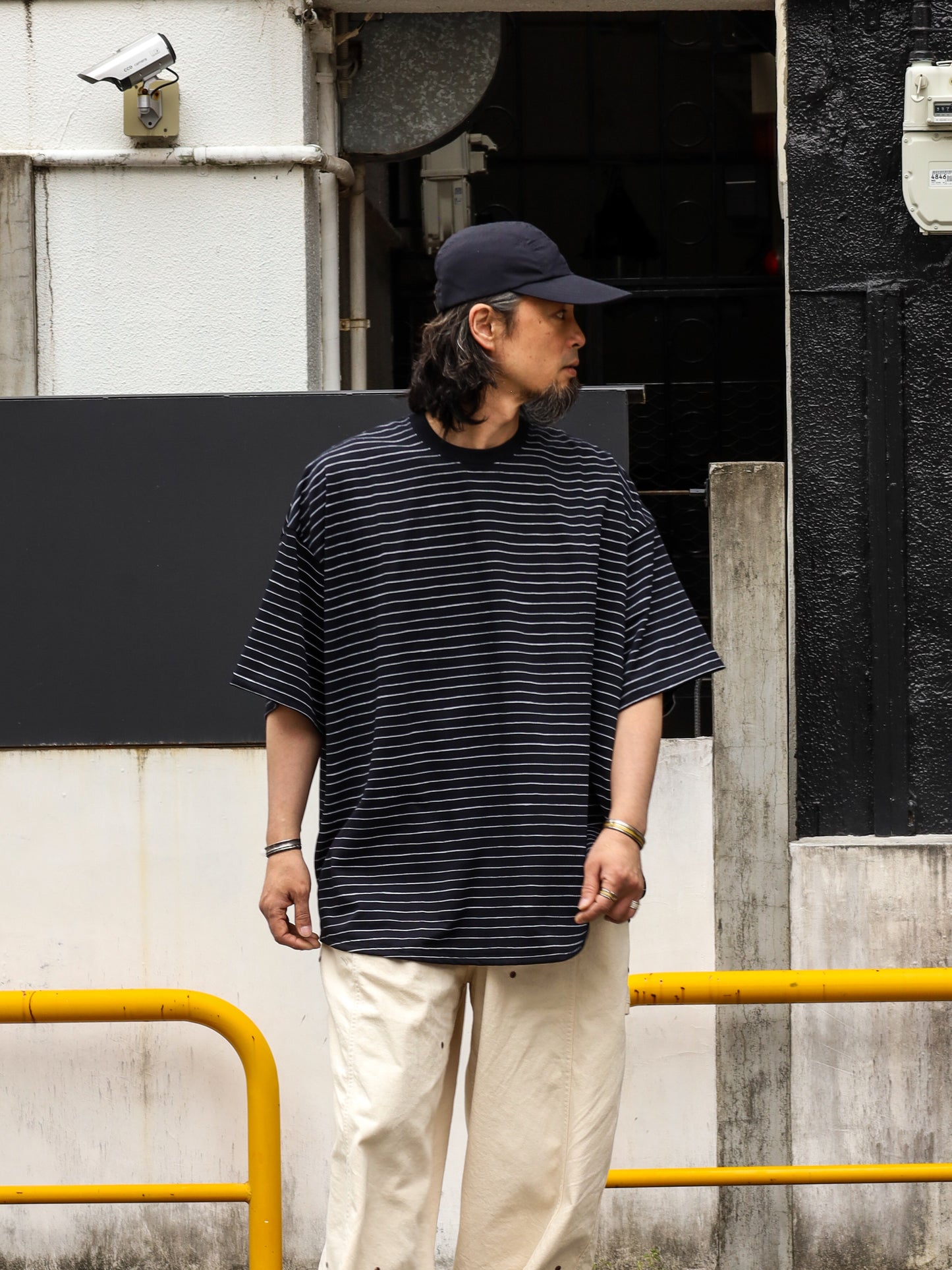 SUPER BIG SIDE STRIPE TECH SS TEE / Black