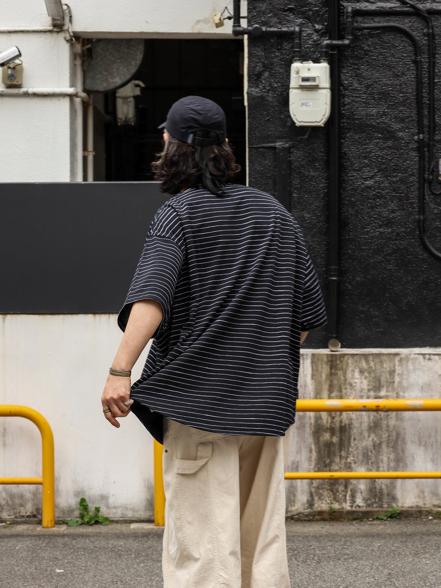 SUPER BIG SIDE STRIPE TECH SS TEE / Black