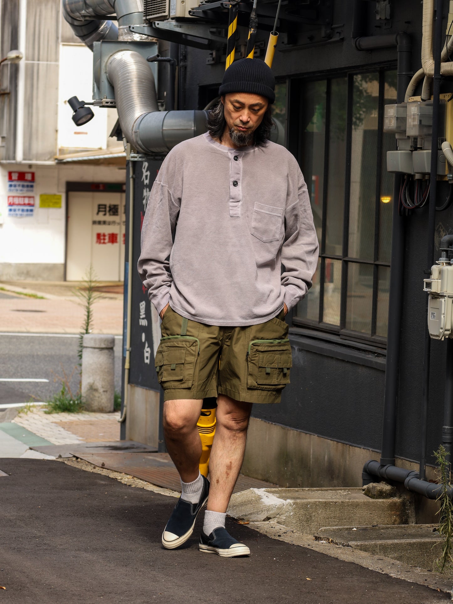 PIGMENT THERMAL HENLEY NECK L/S T-SHIRTS / Dusty Gray