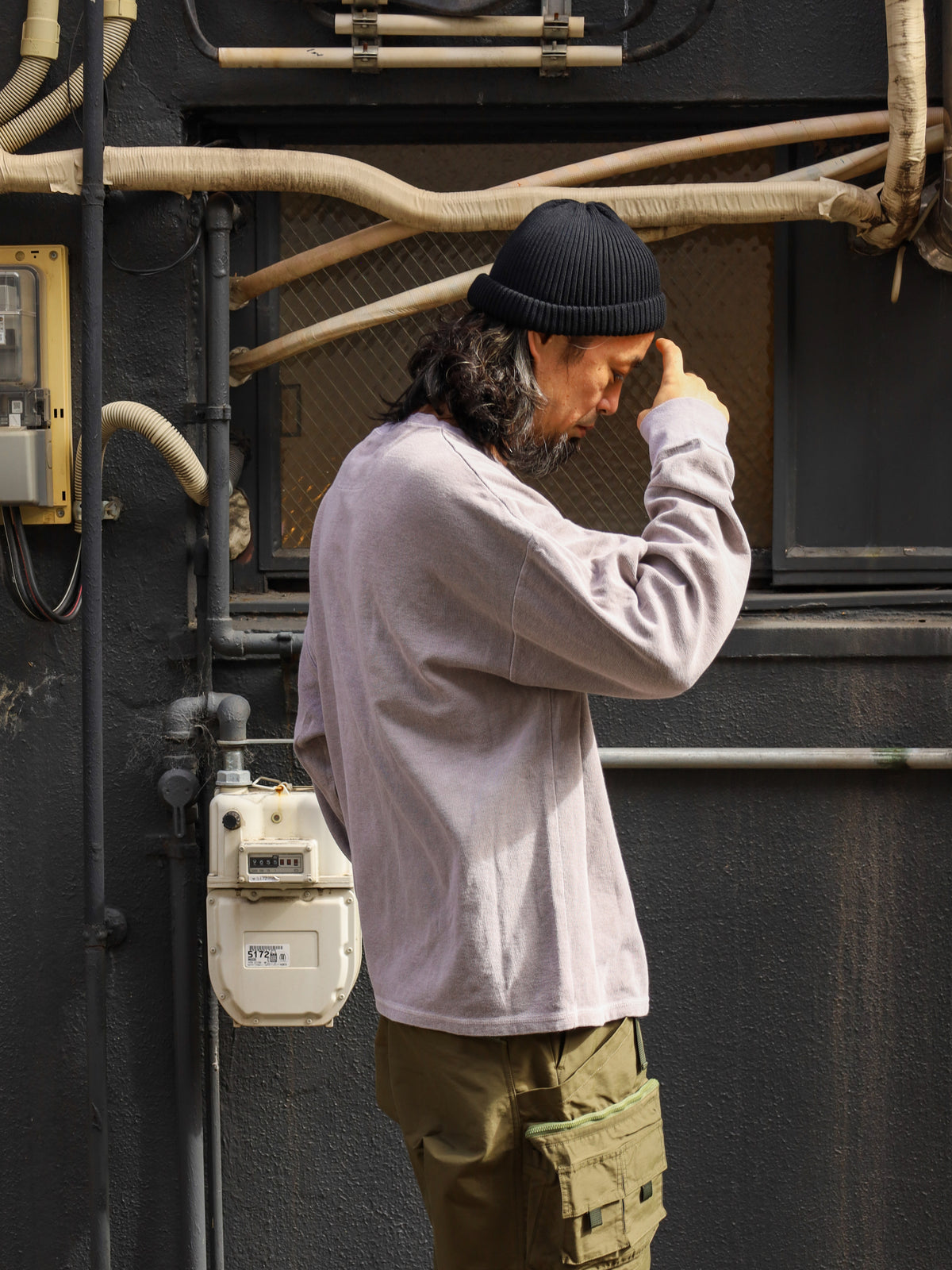 PIGMENT THERMAL HENLEY NECK L/S T-SHIRTS / Dusty Gray