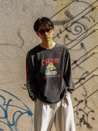 "OFF ROAD" WELL WORN L/S TEE / Black