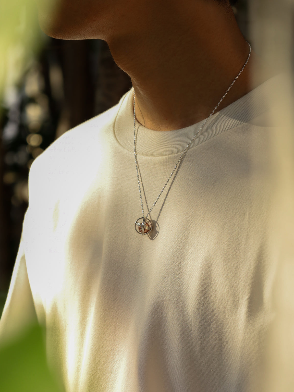 UNEVEN RINGS NECKLACE / Silver × Copper