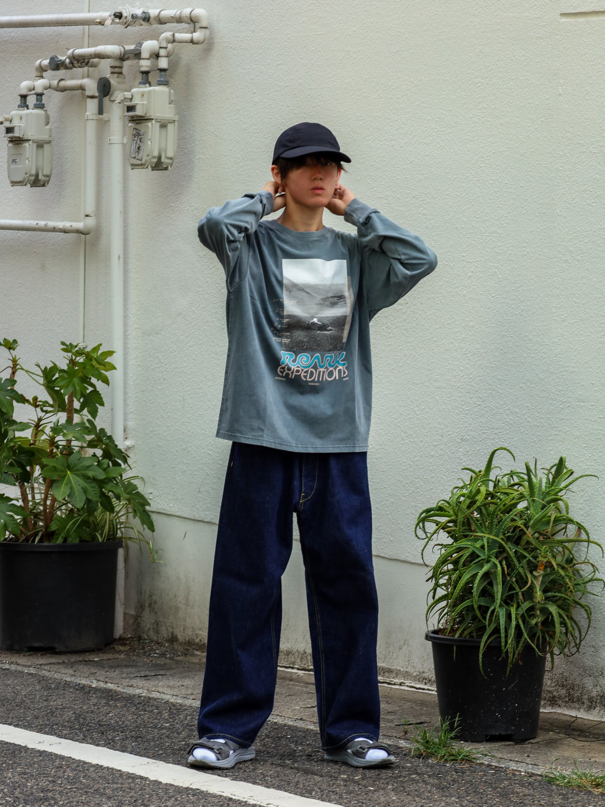 「備中」12.5oz セルヴィッチ 赤耳デニム 5ポケ アジャスターワイドパンツ / Dk.Indigo