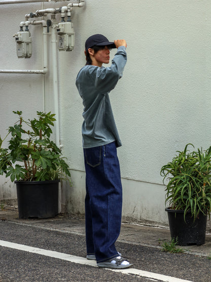 「備中」12.5oz セルヴィッチ 赤耳デニム 5ポケ アジャスターワイドパンツ / Dk.Indigo