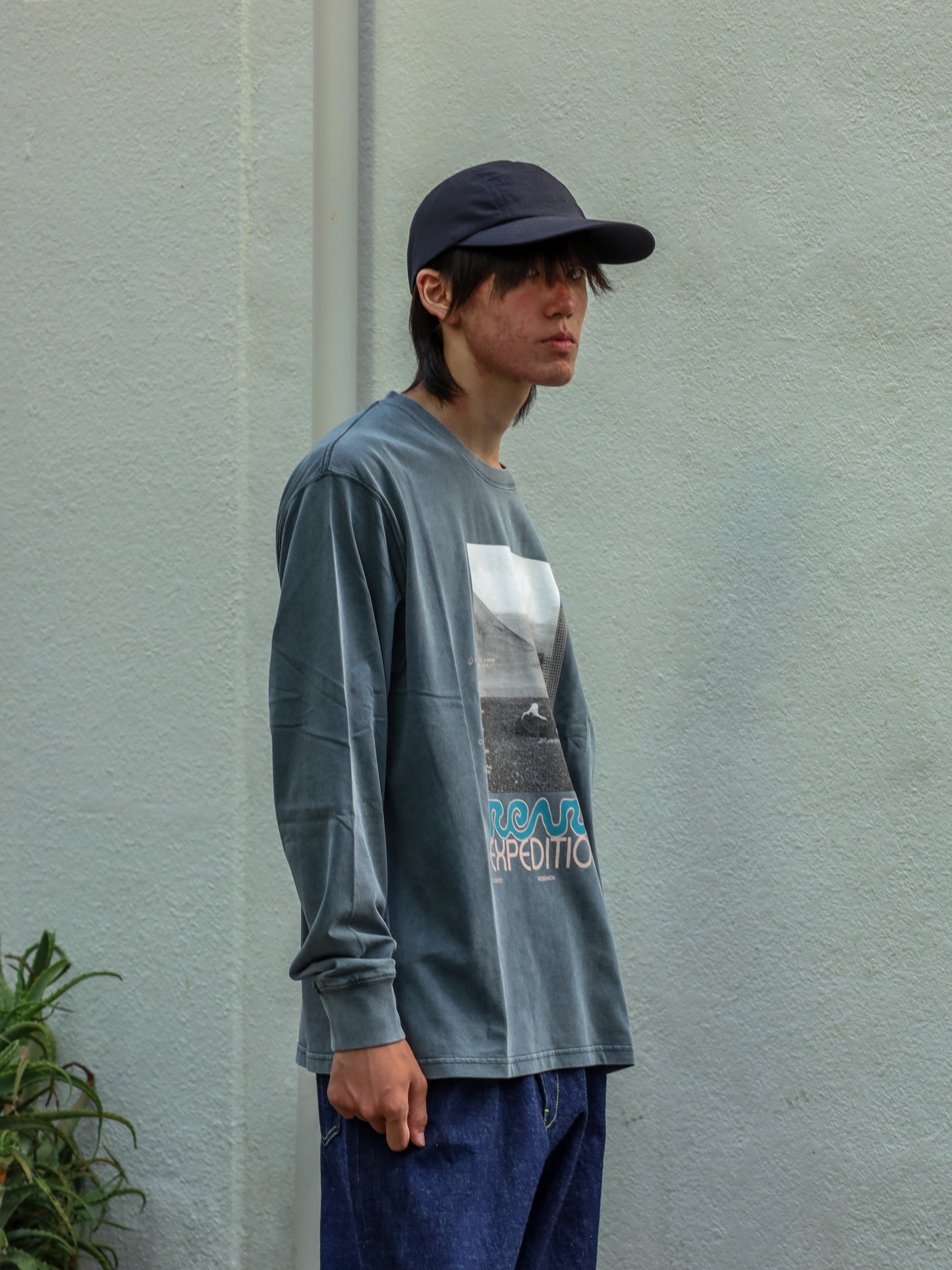 "ELEVATED" WELL WORN L/S Tee / Desert Navy