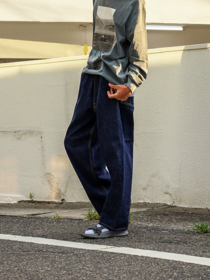 「備中」12.5oz セルヴィッチ 赤耳デニム 5ポケ アジャスターワイドパンツ / Dk.Indigo