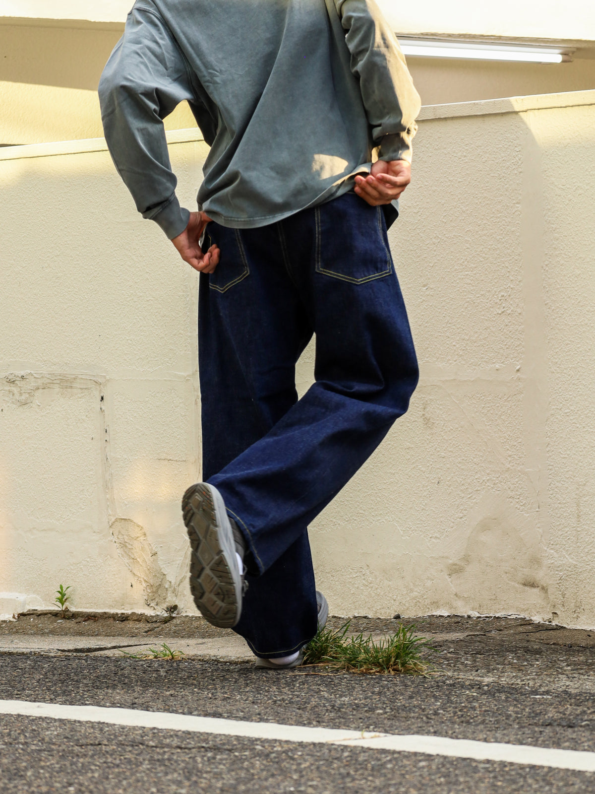 「備中」12.5oz セルヴィッチ 赤耳デニム 5ポケ アジャスターワイドパンツ / Dk.Indigo