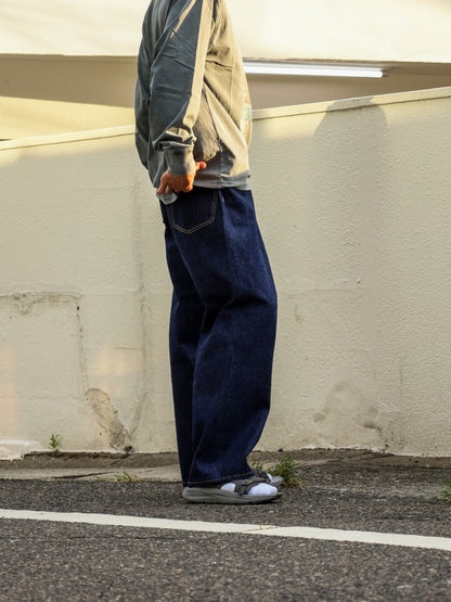 「備中」12.5oz セルヴィッチ 赤耳デニム 5ポケ アジャスターワイドパンツ / Dk.Indigo