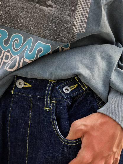 「備中」12.5oz セルヴィッチ 赤耳デニム 5ポケ アジャスターワイドパンツ / Dk.Indigo