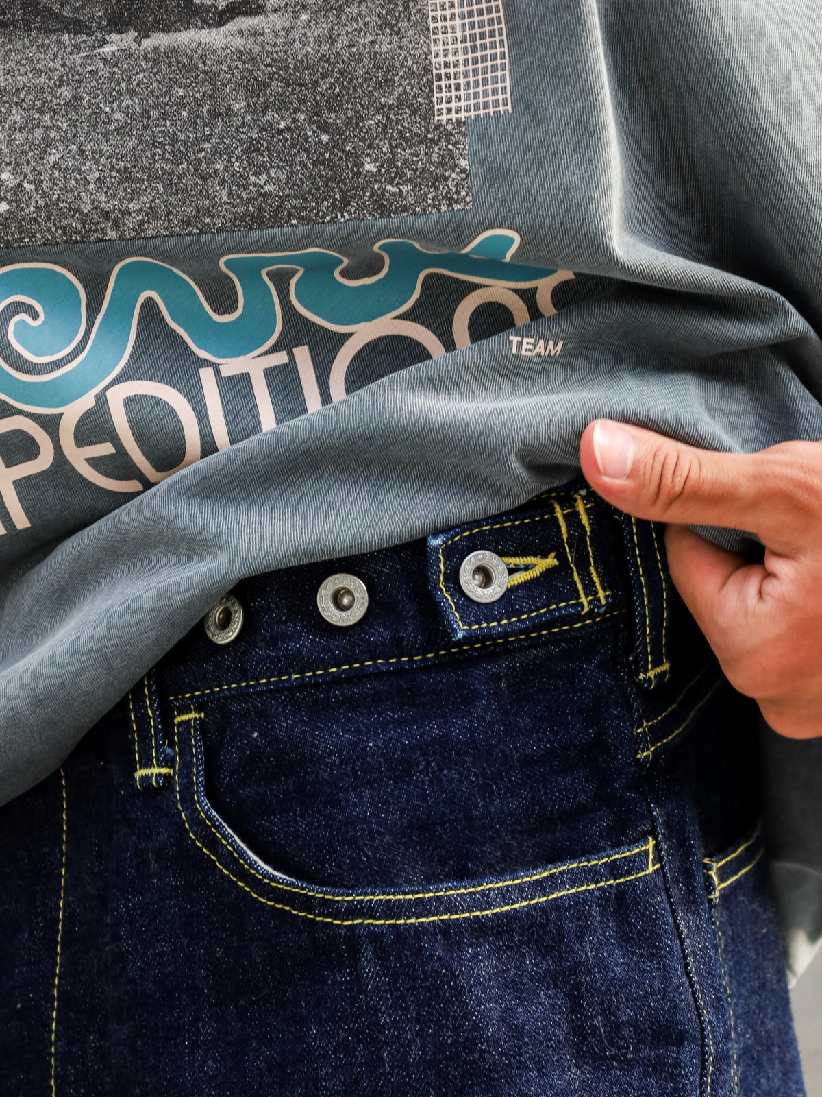 「備中」12.5oz セルヴィッチ 赤耳デニム 5ポケ アジャスターワイドパンツ / Dk.Indigo