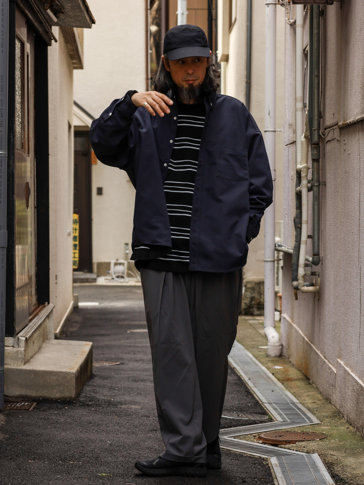 SUPER BIG LS TEE (MULTI STRIPE) / Black